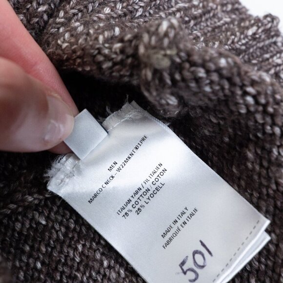 Officine Générale Marco Crewneck Sweater Brown Unisex Soft Italy - Picture 9 of 12